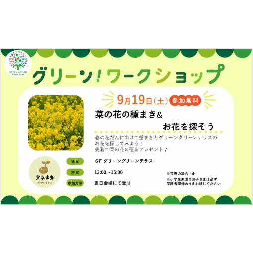 グリーンワークショップ「菜の花の種まき&お花を探そう」