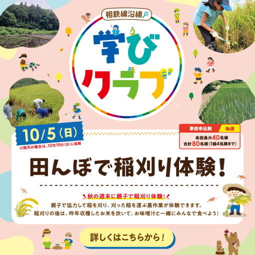 【相鉄線沿線「学びクラブ」】田んぼで稲刈り体験！ 2025年10月5日(日)